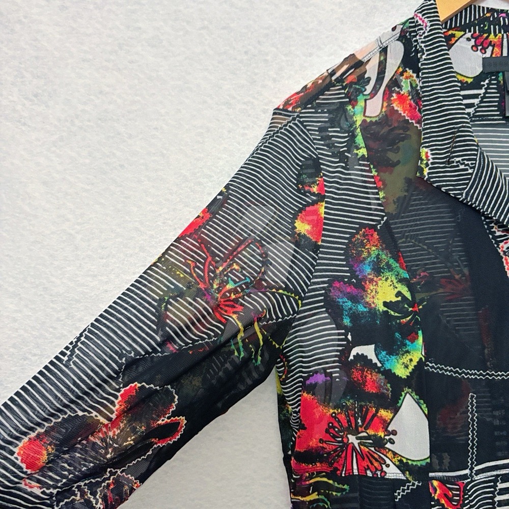 Ali Miles Black Mesh Sheer Top Sz XL Whimsigoth Indie Grunge Abstract Artsy Y2K - Picture 4 of 8